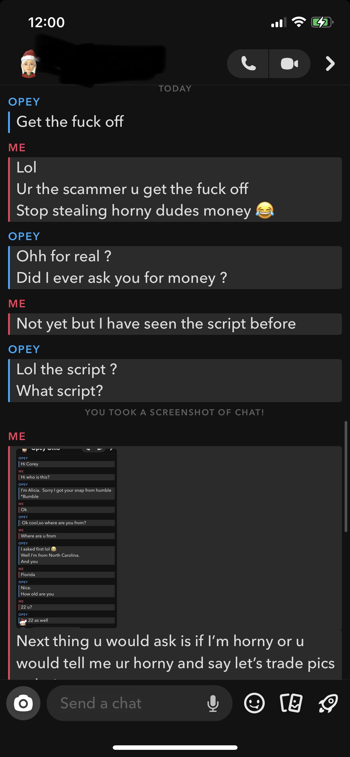 Scambait sexting conversation with a slim woman sending nude photos and memes during a chat argument.