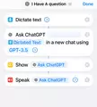 Using ChatGPT in car via shortcut 