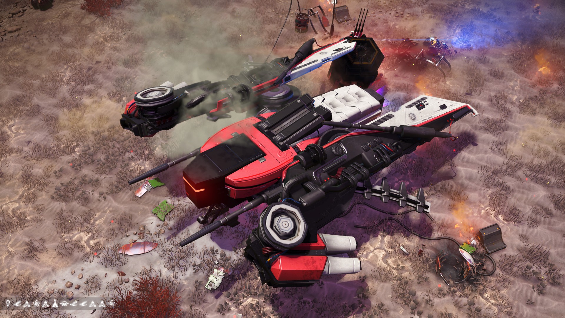Red and white S-Class Interceptor spaceship with a stinger long spine tail in the Euclid Galaxy