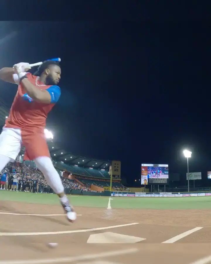 Vladimir Guerrero Jr. hitting dingers with a metal bat.