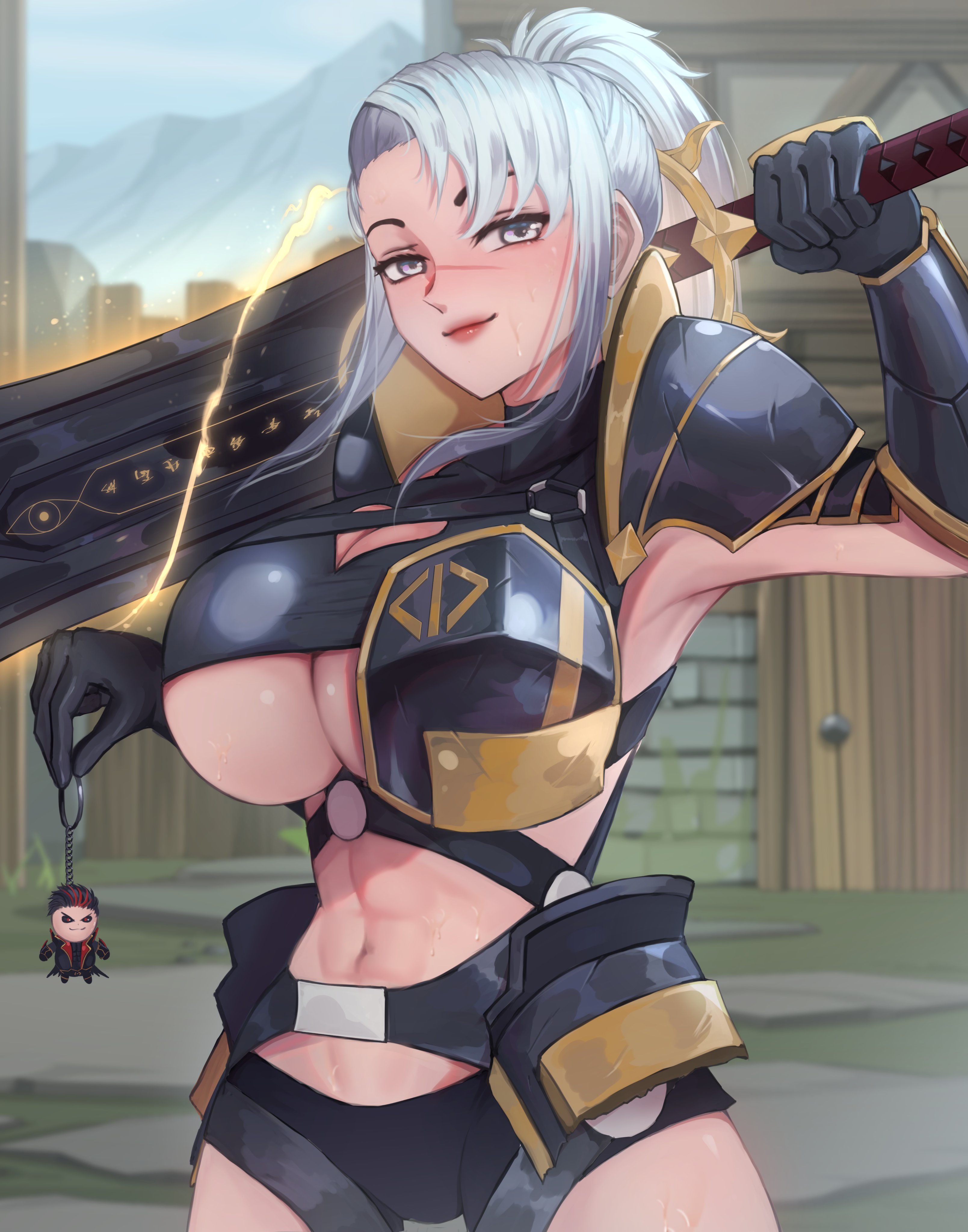 Anime monster girls and female warriors in fantasy armor and bikinis for a Dom adventurer roleplay