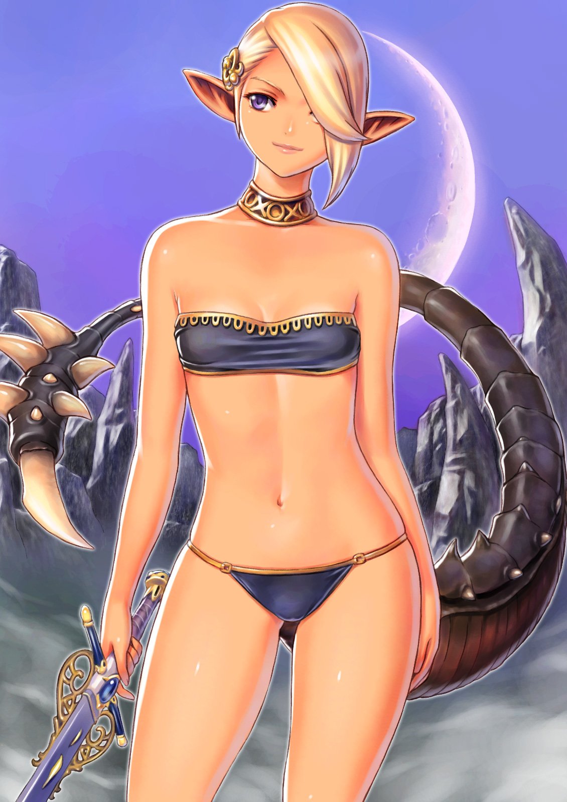 Anime monster girls and female warriors in fantasy armor and bikinis for a Dom adventurer roleplay
