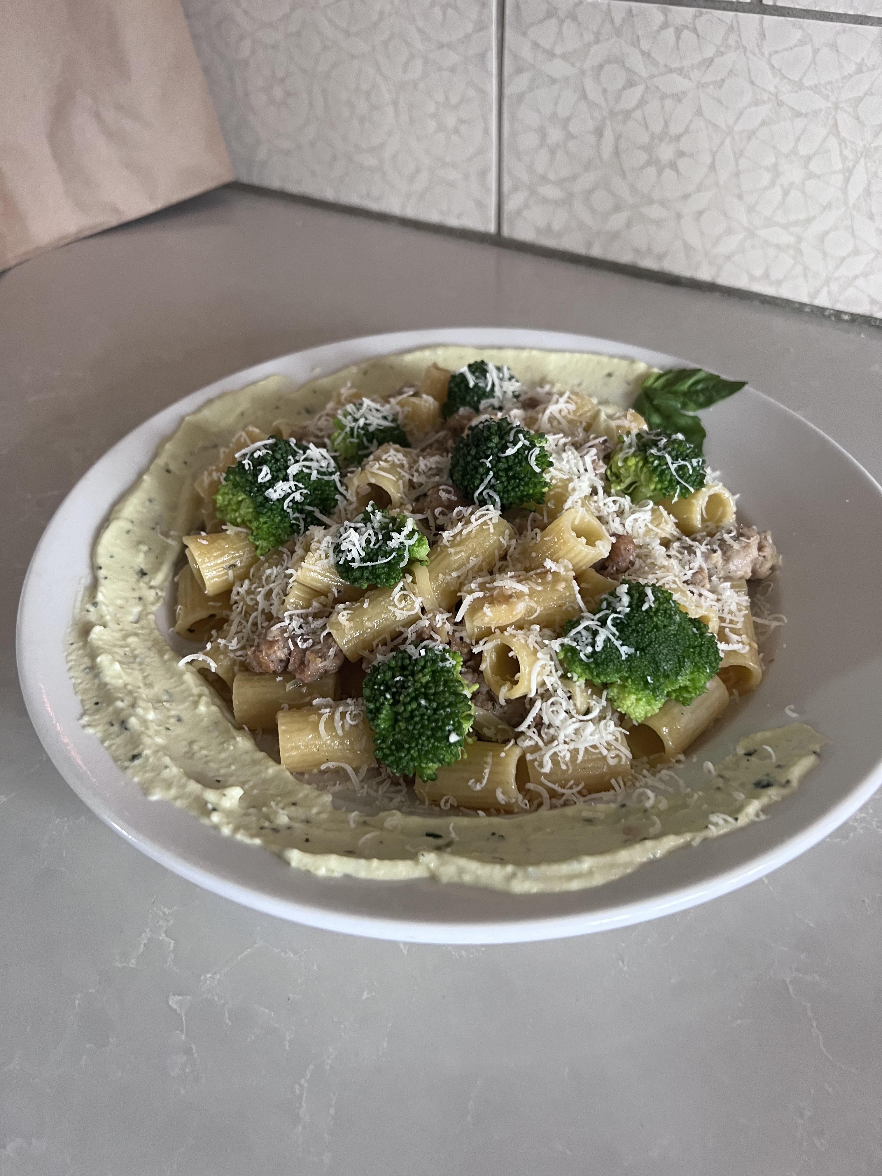 [homemade] Rigatoni with sausage, leek, and broccoli. Finished with a ...