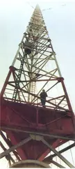Warsaw radio mast, tallest radio tower ever built at 2120ft/646m. Human for comparison