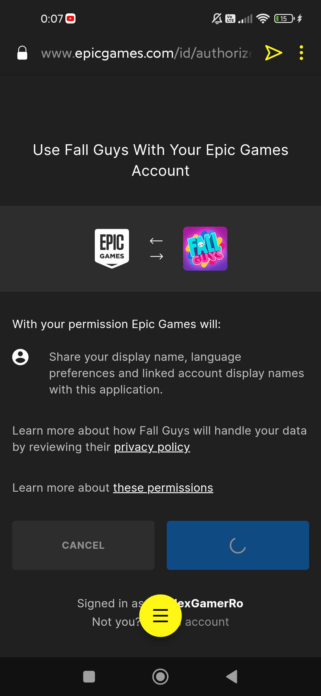Won't load confirmation screen after logging in