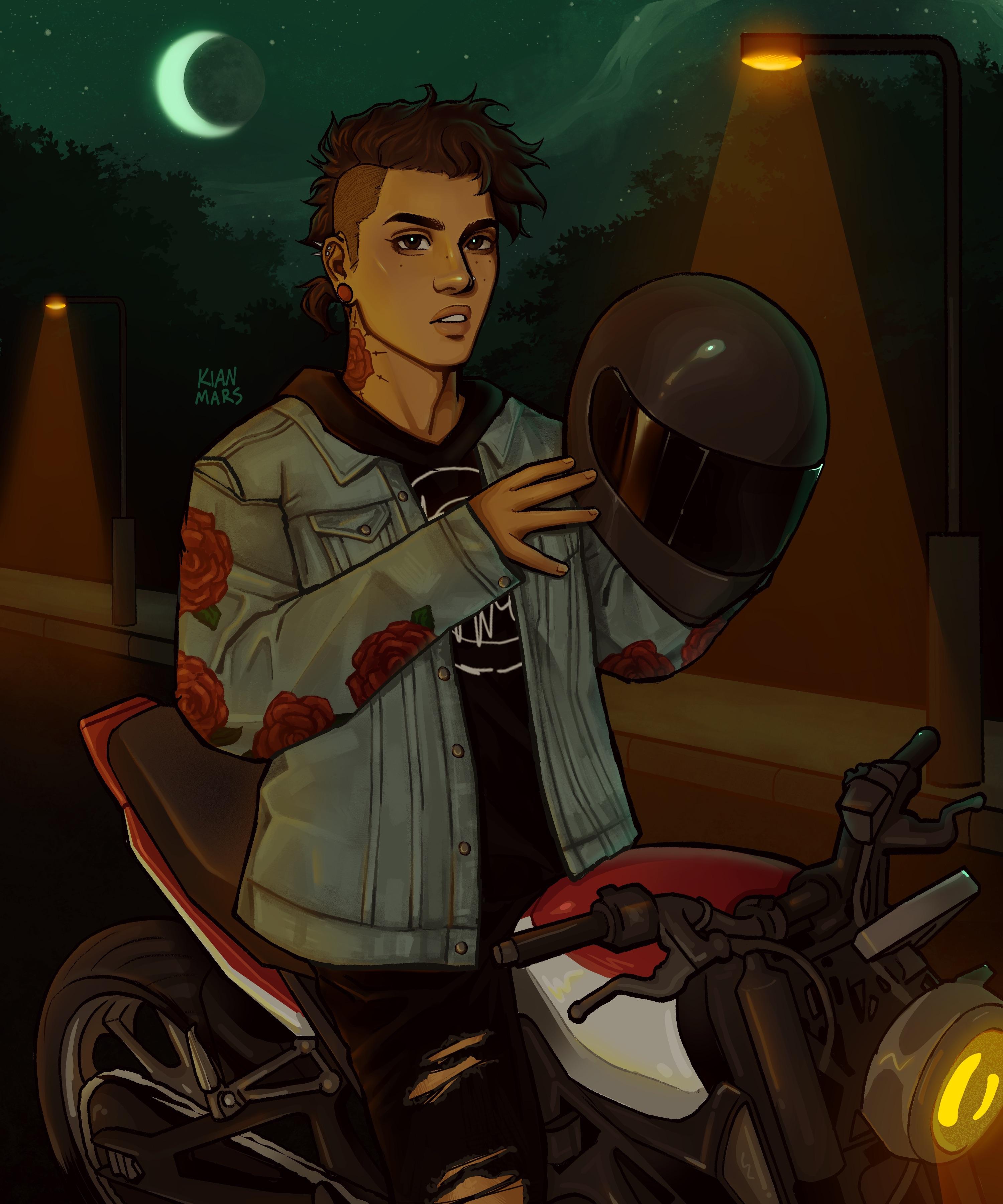 Character design and concept art by Kian Mars featuring diverse people in streetwear with tattoos.