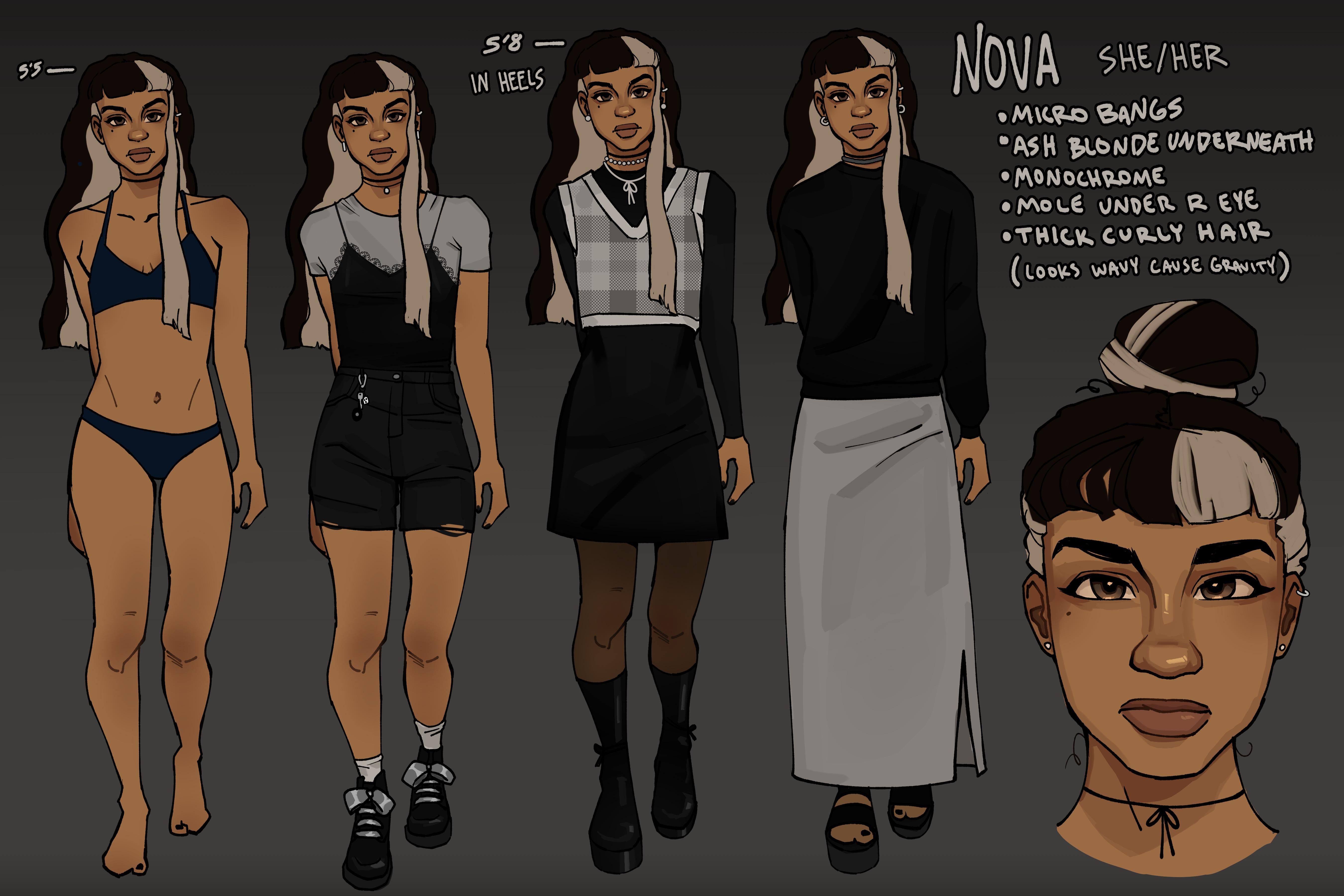 Character design and concept art by Kian Mars featuring diverse people in streetwear with tattoos.