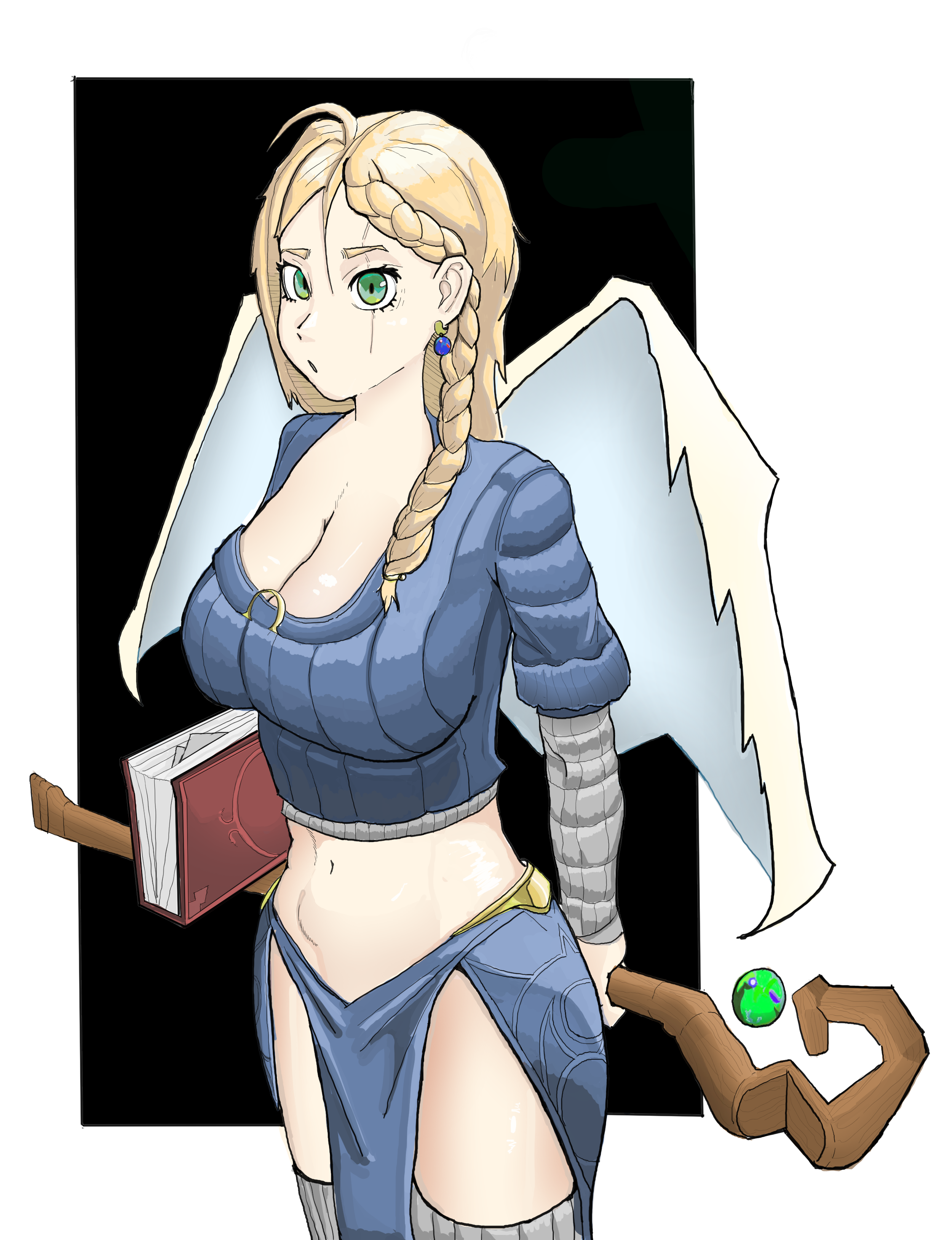Anime art and manga comic strip of female characters in fantasy armor and robes