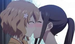 Anime ecchi art of slim and curvy women, including a blonde in a bunny suit, in romantic and suggestive poses.