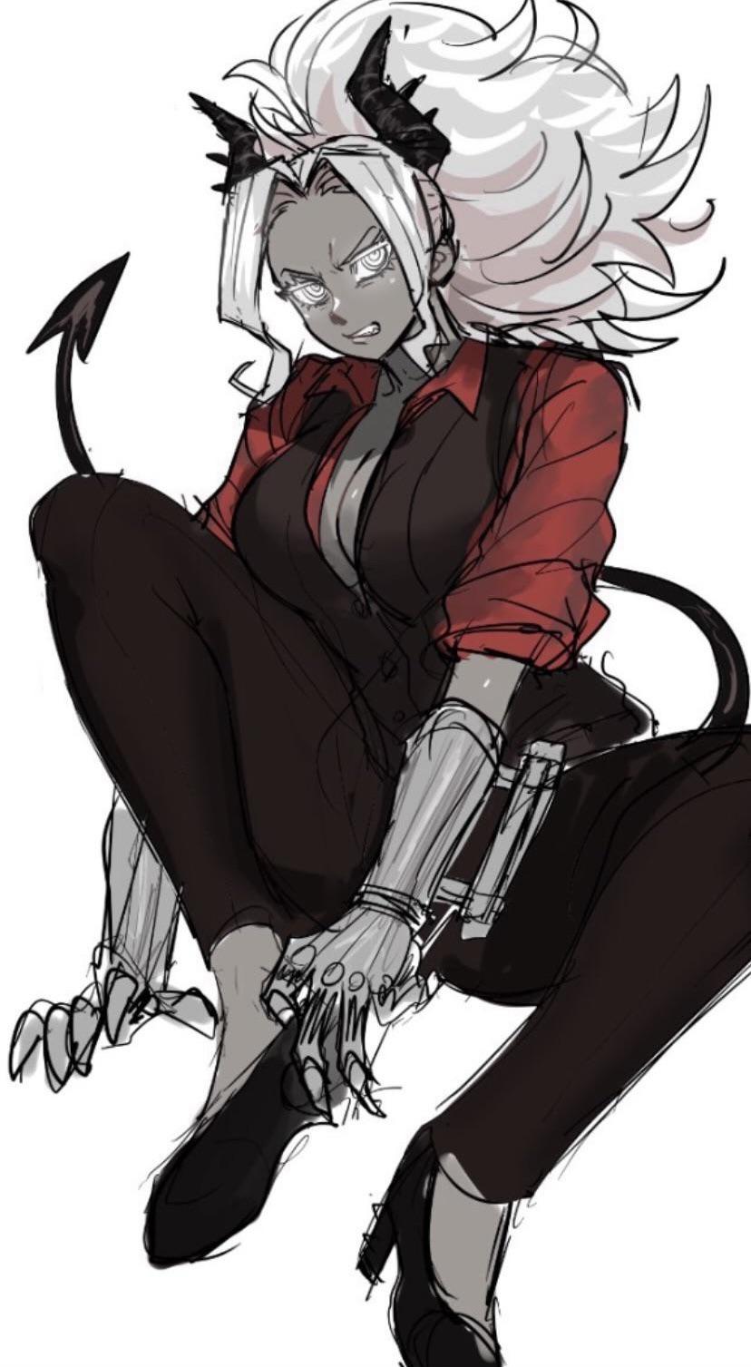 Anime monster girls as a cheerleader, business woman, and in a red bikini with ahegao expressions