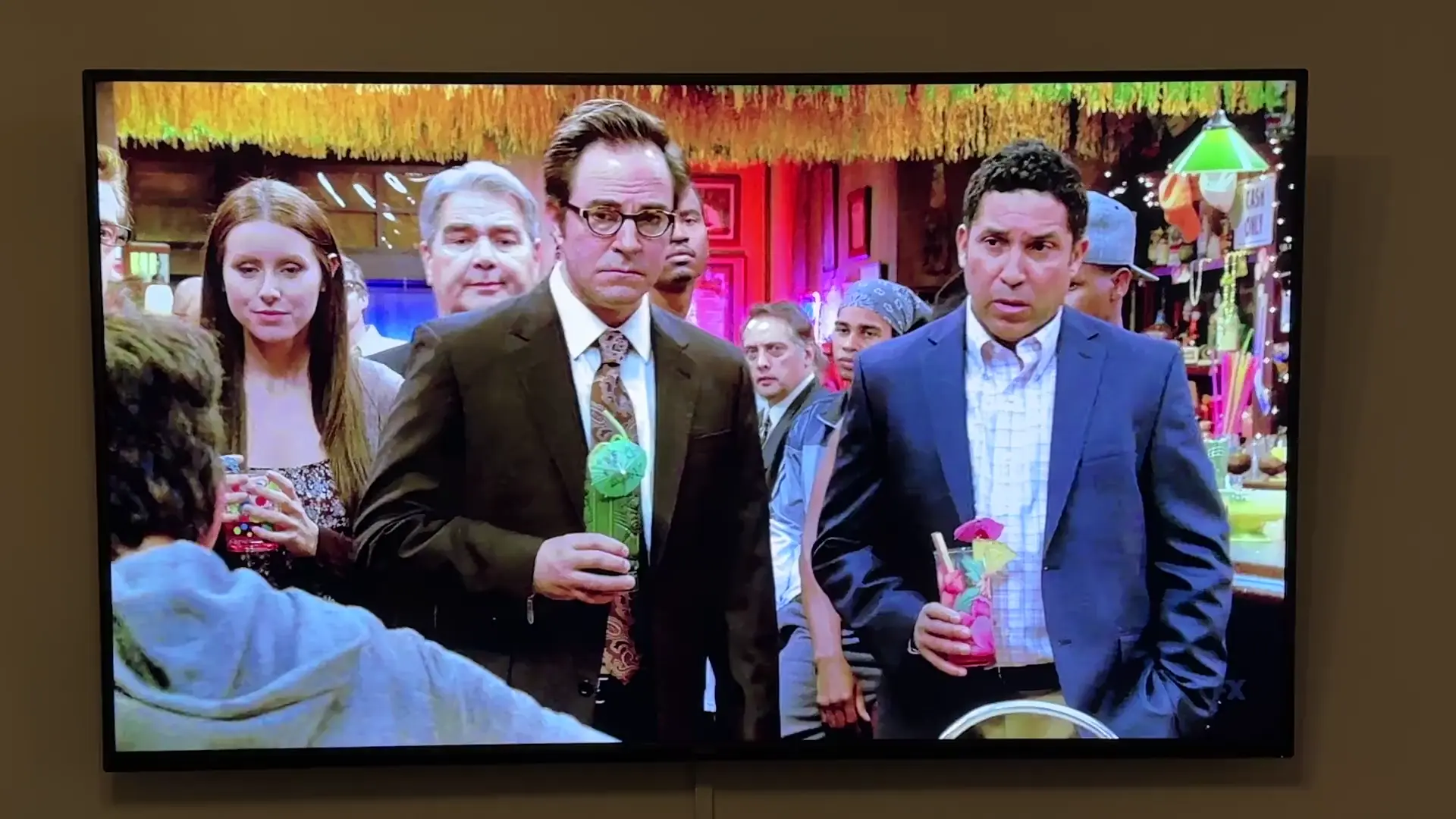 You can see Rob breaking when Charlie starts to sing the spider song