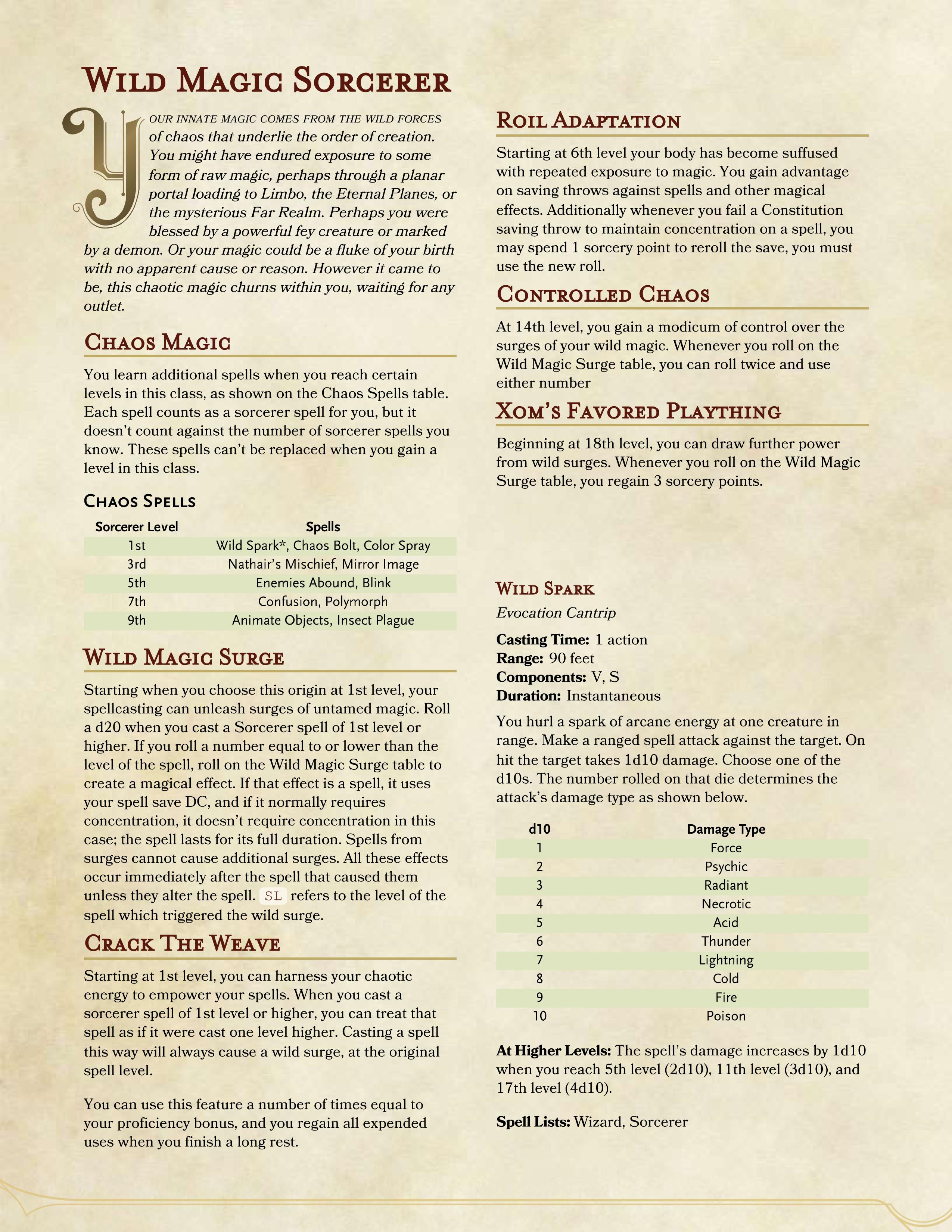 [OC] Wild Magic Sorcerer Rework | Scrolller