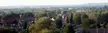 Walsall Wood residential landscape with houses and a church tower among dense green trees
