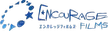 Encourage Films logo with a blue circular shape and Japanese text on a white background