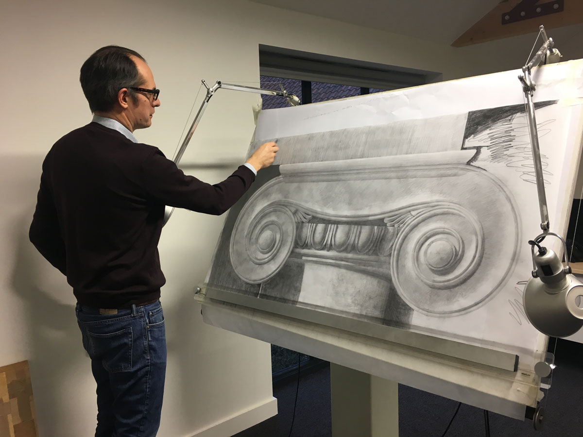 Francis Terry drawing an ionic capital