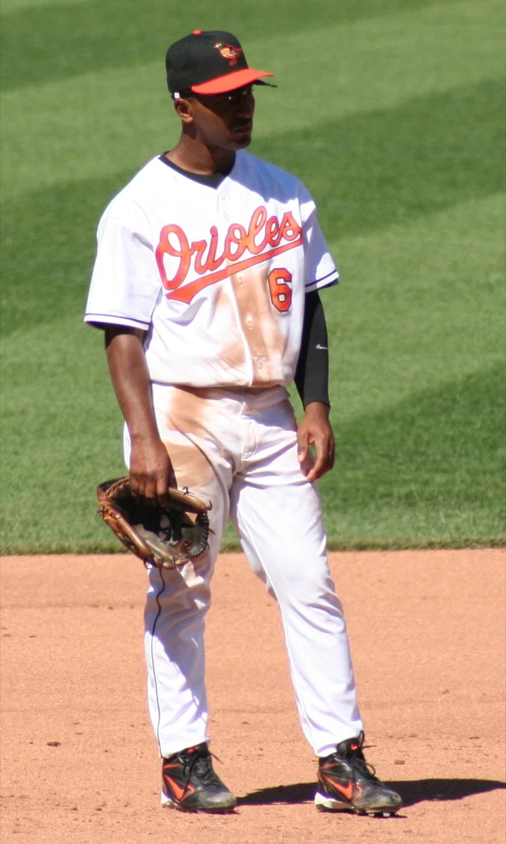 Melvin Mora, during a break in the action, playing for Baltimore Orioles in 2006.