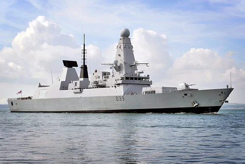 Type 45 Destroyer HMS Dauntless Entering Portsmouth