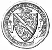 Counter seal of Humphrey de Bohun featuring a shield with lions and a Bohun swan crest in black and white