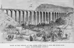 North Rode Viaduct opening with a crowd in 19th-century attire, flags, and tents over the River Dane