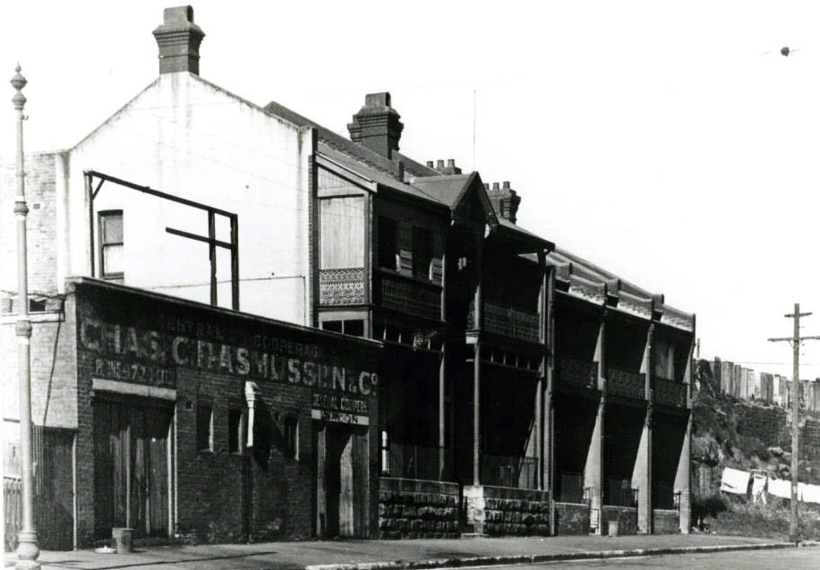Use of the southern allotment of Darling House site as a cooperage by Chas.Rasmussen & Co c1918