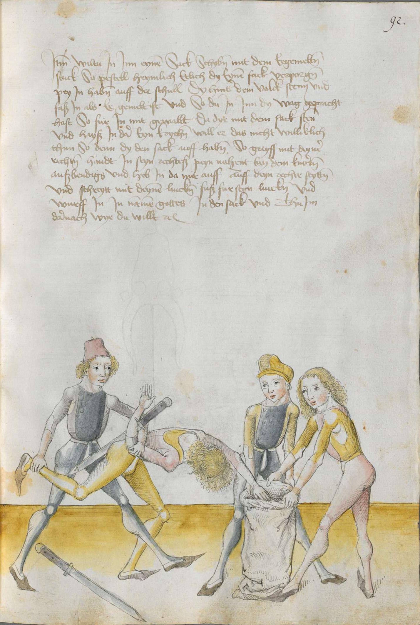 Cgm 582, fol 92r: instructions for bagging the opponent.