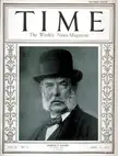 George F. Baker on a vintage black and white TIME magazine cover wearing a bowler hat and bowtie