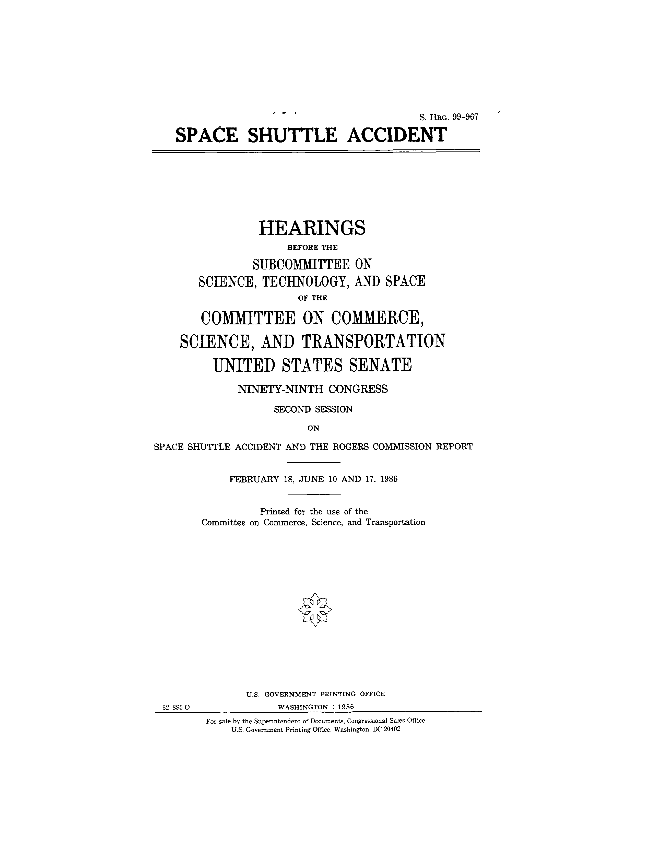 Front page of the Commission Report to Congress