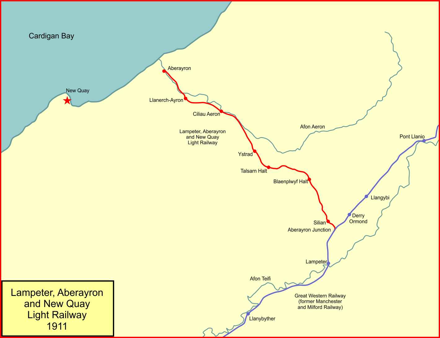 The Lampeter, Aberayron and New Quay Light Railway in 1911