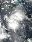 Tropical Storm Earl intensifying over the Caribbean Sea on August 2