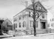 The Borden household at 92 Second Street in Fall River, Massachusetts, a black and white vintage photo with a fence.