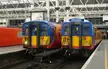 South West Trains 455905 and 455853 vintage photos at London Waterloo station platform