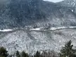 Snow-covered mountainsides and dense evergreen forests in Vallée de la Jacques-Cartier