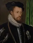 Fine art oil painting of Francis I, Duke of Lorraine, wearing a black hat with a jewel and a white ruffled lace collar.