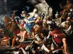 Giovanni Gioseffo dal Sole's oil painting Death of Priam featuring figures in tunics and robes with swords