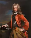 Charles Coote, 4th Earl of Mountrath, in a red coat, metal breastplate, and long powdered white wig