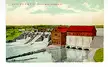 Vintage postcard illustration of the Croton Dam powerhouse and dam with red-roofed industrial architecture