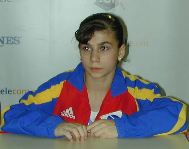 Press conference at 2000 European Gymnastics Championships in Paris.