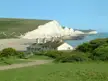 The Seven Sisters white chalk cliffs and sandy beach viewed from Seaford Head