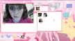 Cibele from the video game in a pink-themed computer desktop screenshot with a webcam window and photo thumbnails.
