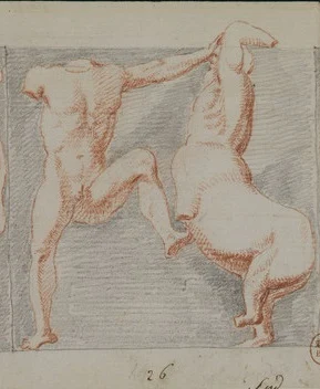 Dessin représentant le combat entre un homme et un centaure.