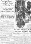 Zanesville Signal newspaper page from February 18, 1907, featuring Marty Hogan in a dark suit and tie