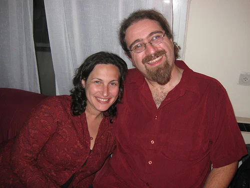 Noam and Valerie celebrate their engagement.