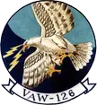 VAW-126 United States Navy aircraft squadron emblem with a white eagle and yellow lightning bolts