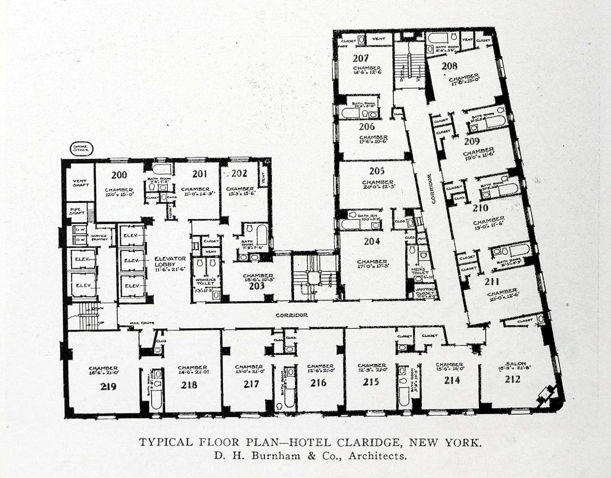 Typical Floor Plan of the Hotel