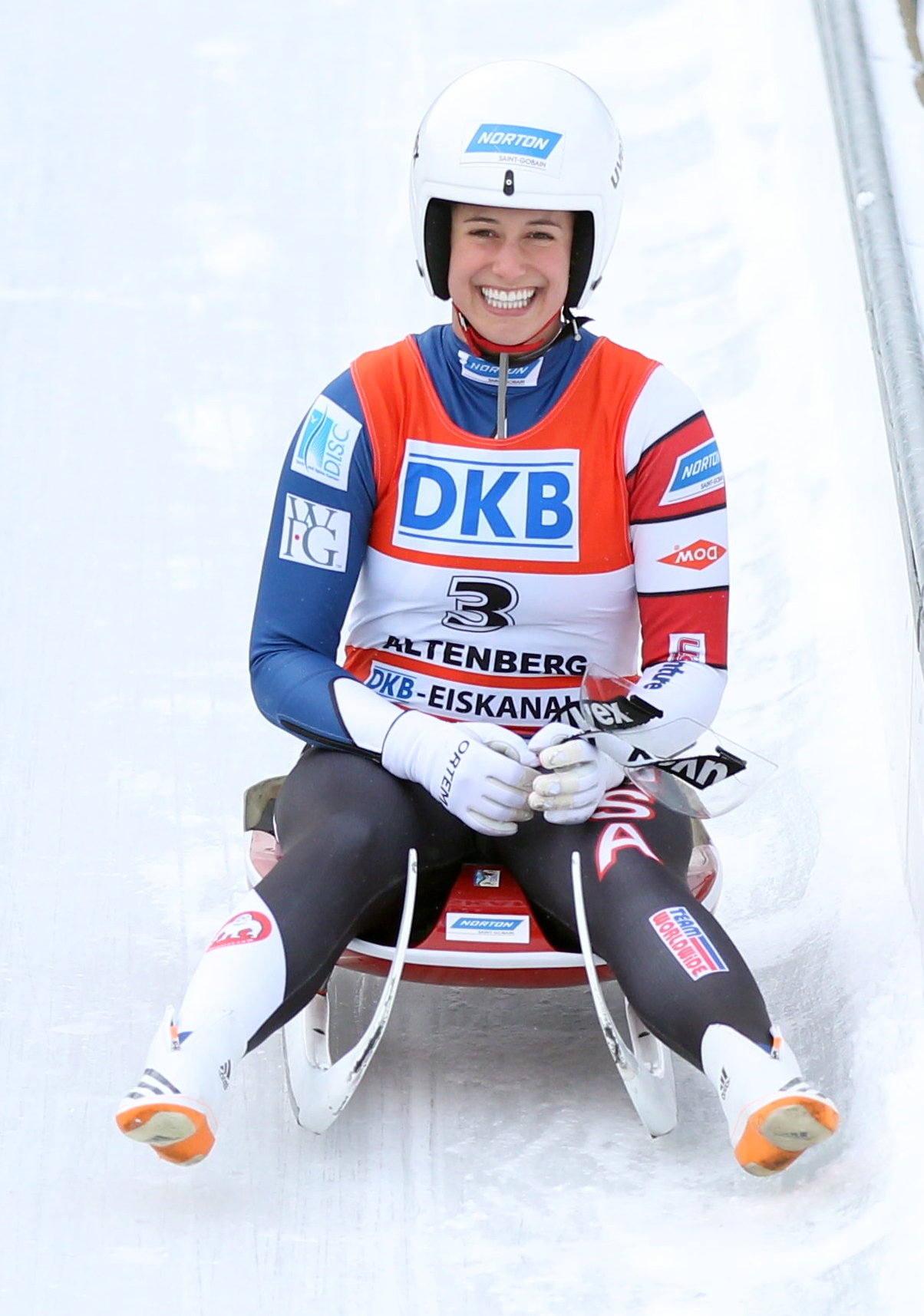 Emily Sweeney at the World Cup in Altenberg, Germany in February 2017