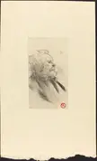 Henri de Toulouse-Lautrec gravure of Charles Maurin, a close-up profile of a bearded man with swept back hair.