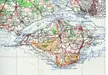 Vintage 1945 map of the Isle of Wight showing the coastline, roads, and towns like Newport and Cowes.