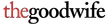 The Good Wife text in red and black serif font on a white background