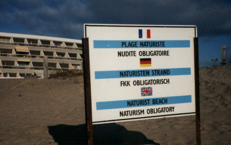 Sign on the beach at Cap d'Agde