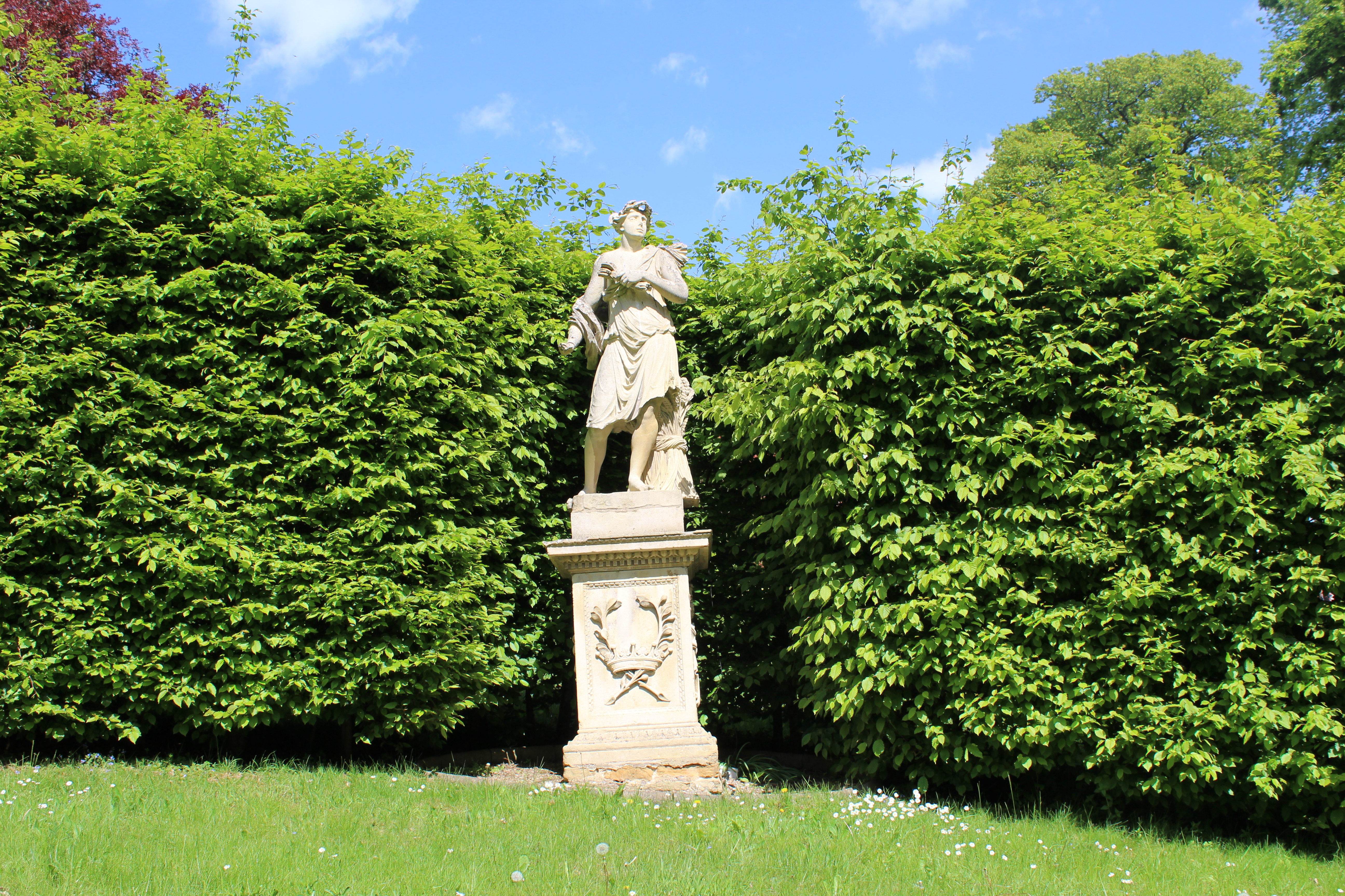 Sculpture depicting Ceres in Belvoir Castle Sculpture Garden (one of Seven Statues)